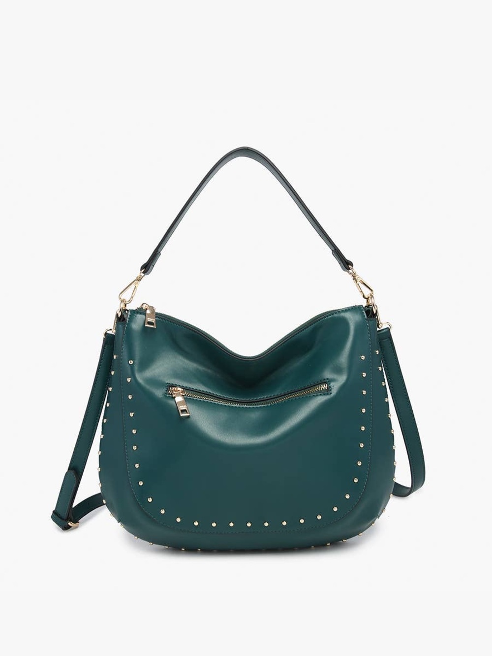 Teal Stud-Trim Hobo Bag - Women's Shoulder Purse